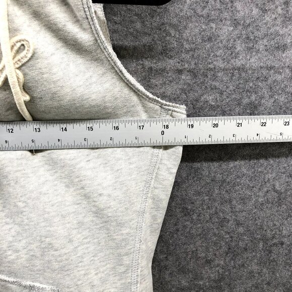 Vintage Abercrombie & Fitch Y2K Gray Sherpa Lined Sweatshirt Vest Hoodie Women L - Picture 10 of 11